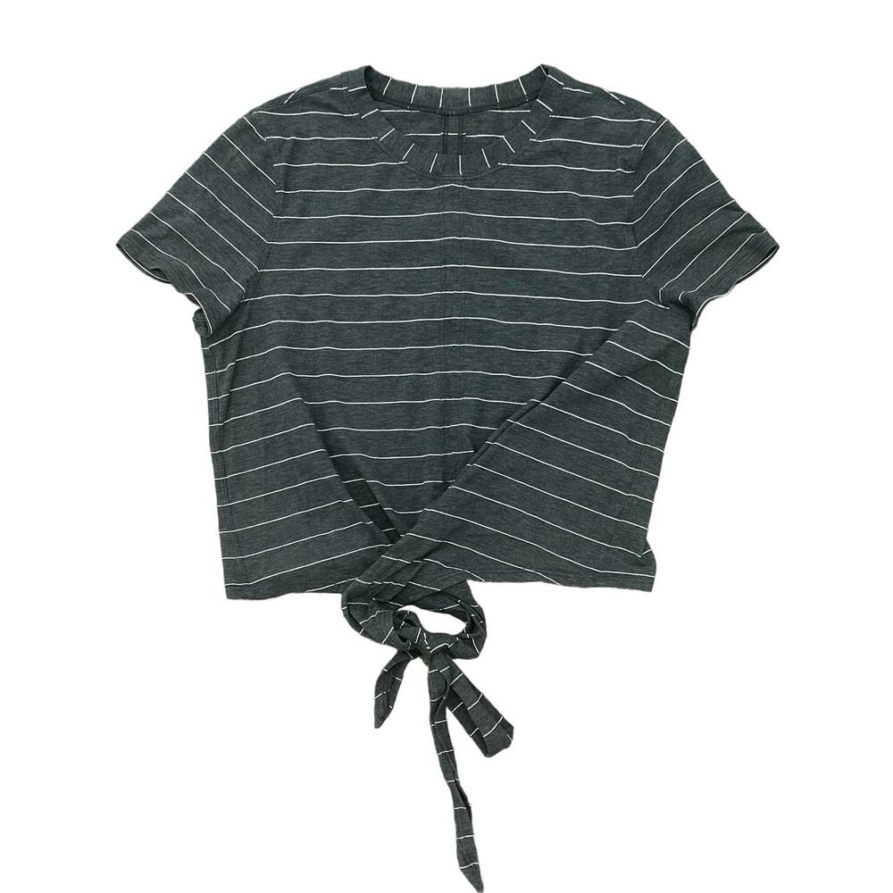 Lululemon Time To Restore Short Sleeve Stripe Heathered and White